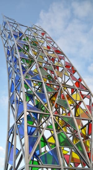 blue green red yellow stained metal frame glass structure thumbnail