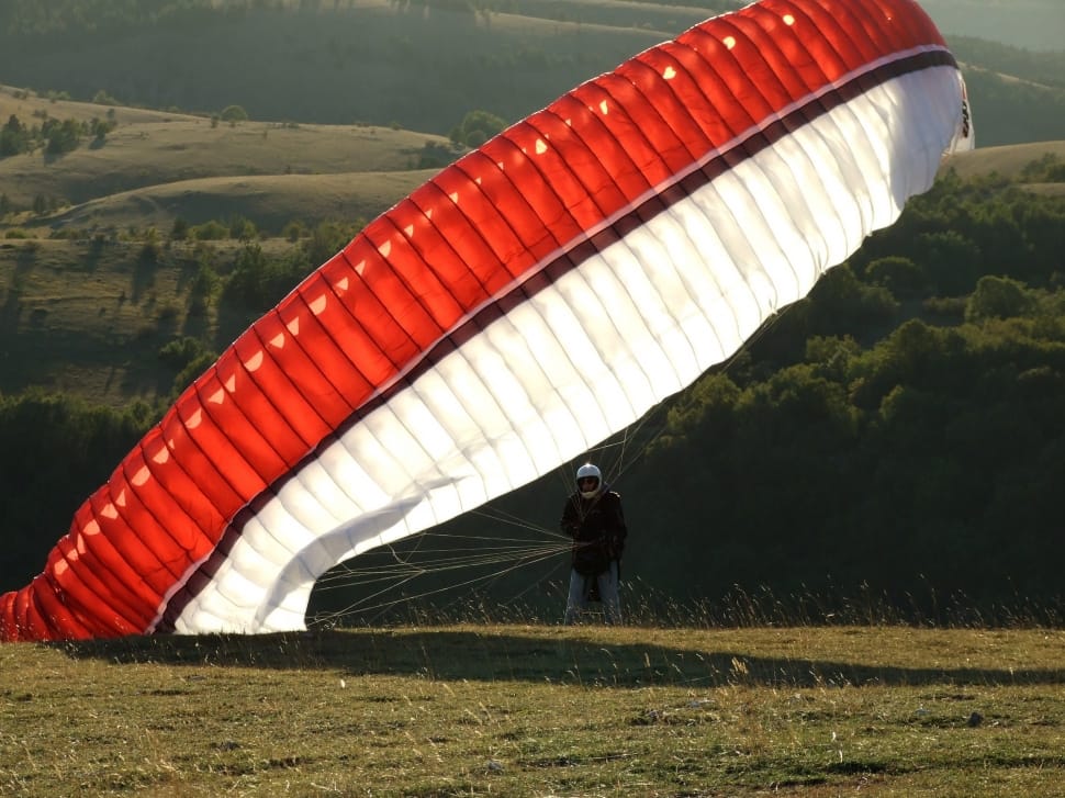 red and white parachute preview