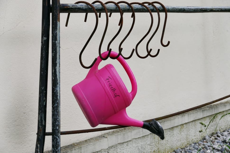 Pink, Frame, Hook, Watering Can, Iron, pink color, close-up preview