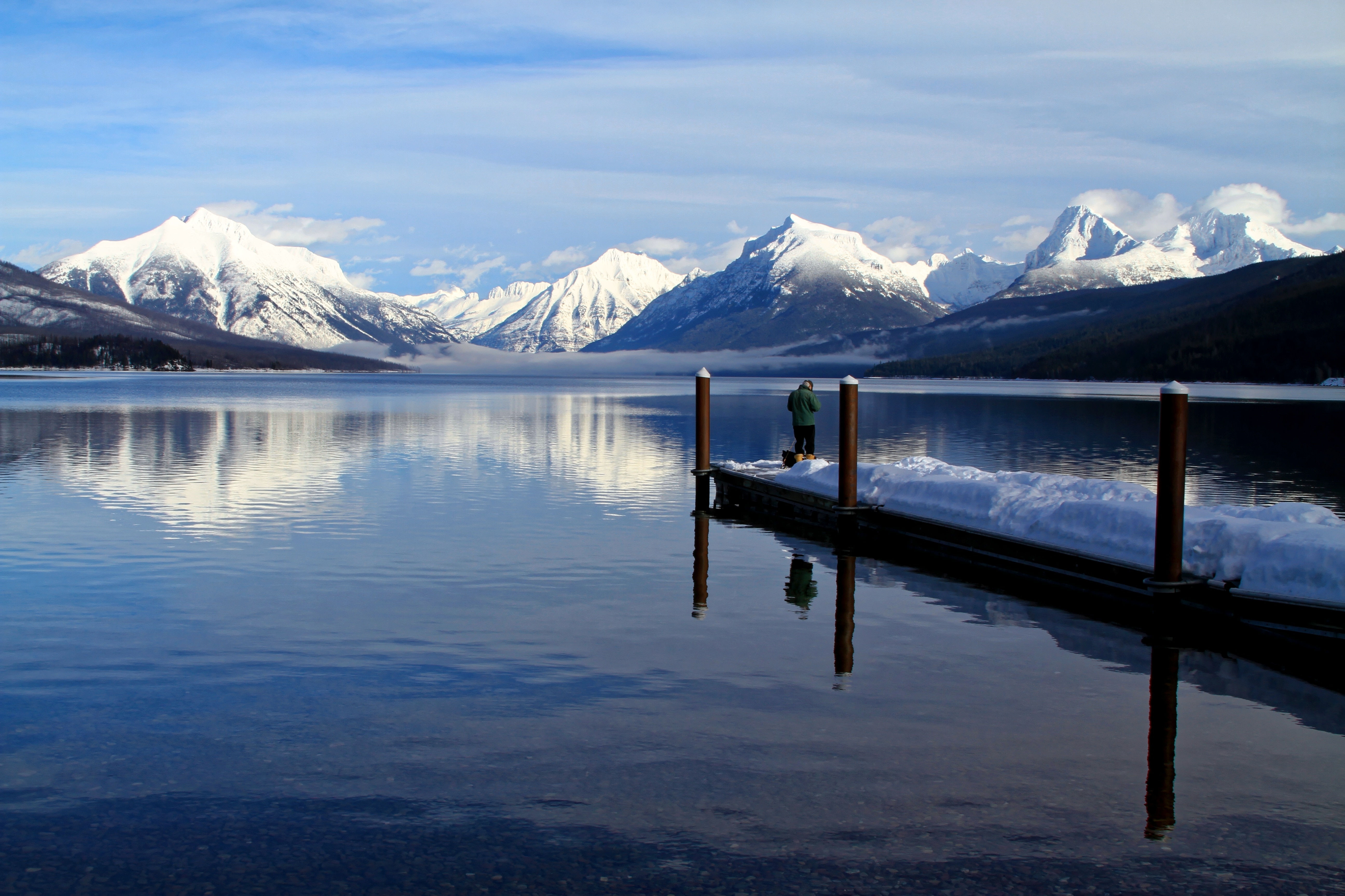 Boat Dock, Winter Fishing, Fishing, mountain, lake