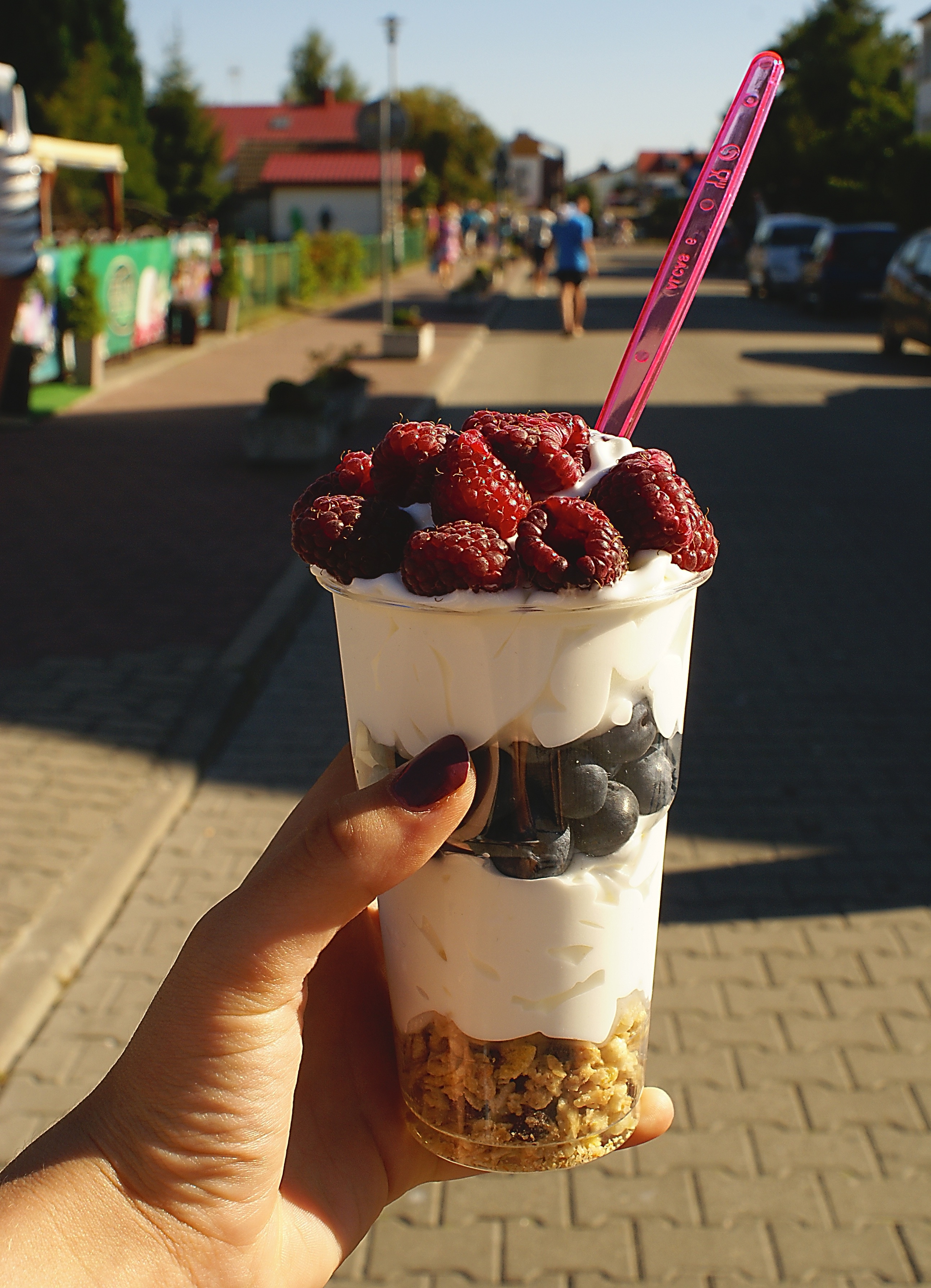 strawberry and blackberry yogurt desert