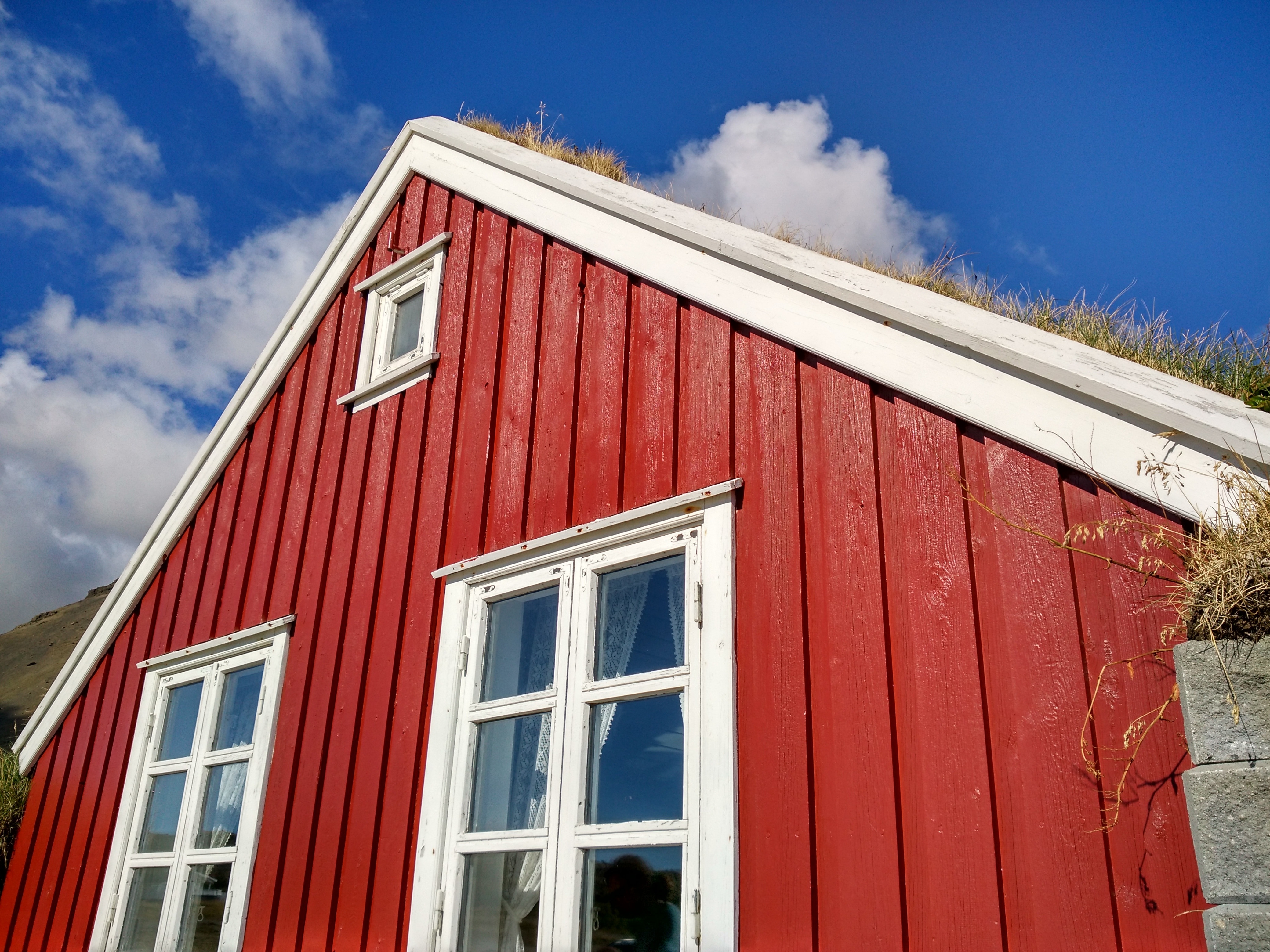 white and red wooden house