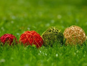 Balls, Decoration, Colorful, Wood, grass, green color thumbnail
