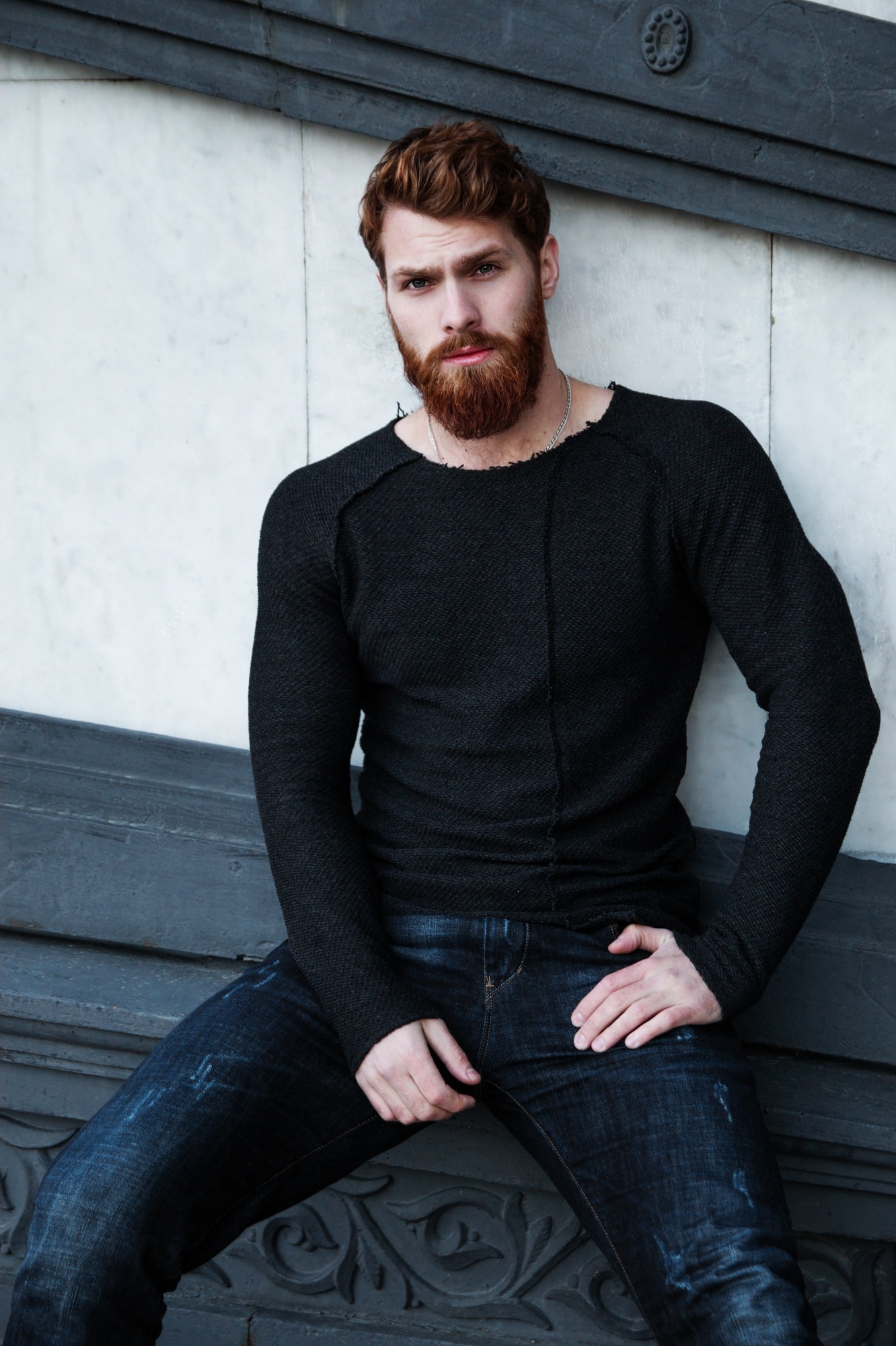 black long sleeve outfit for men