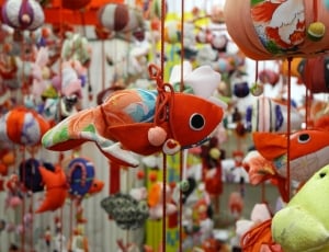 white red and blue fish hanging decor thumbnail