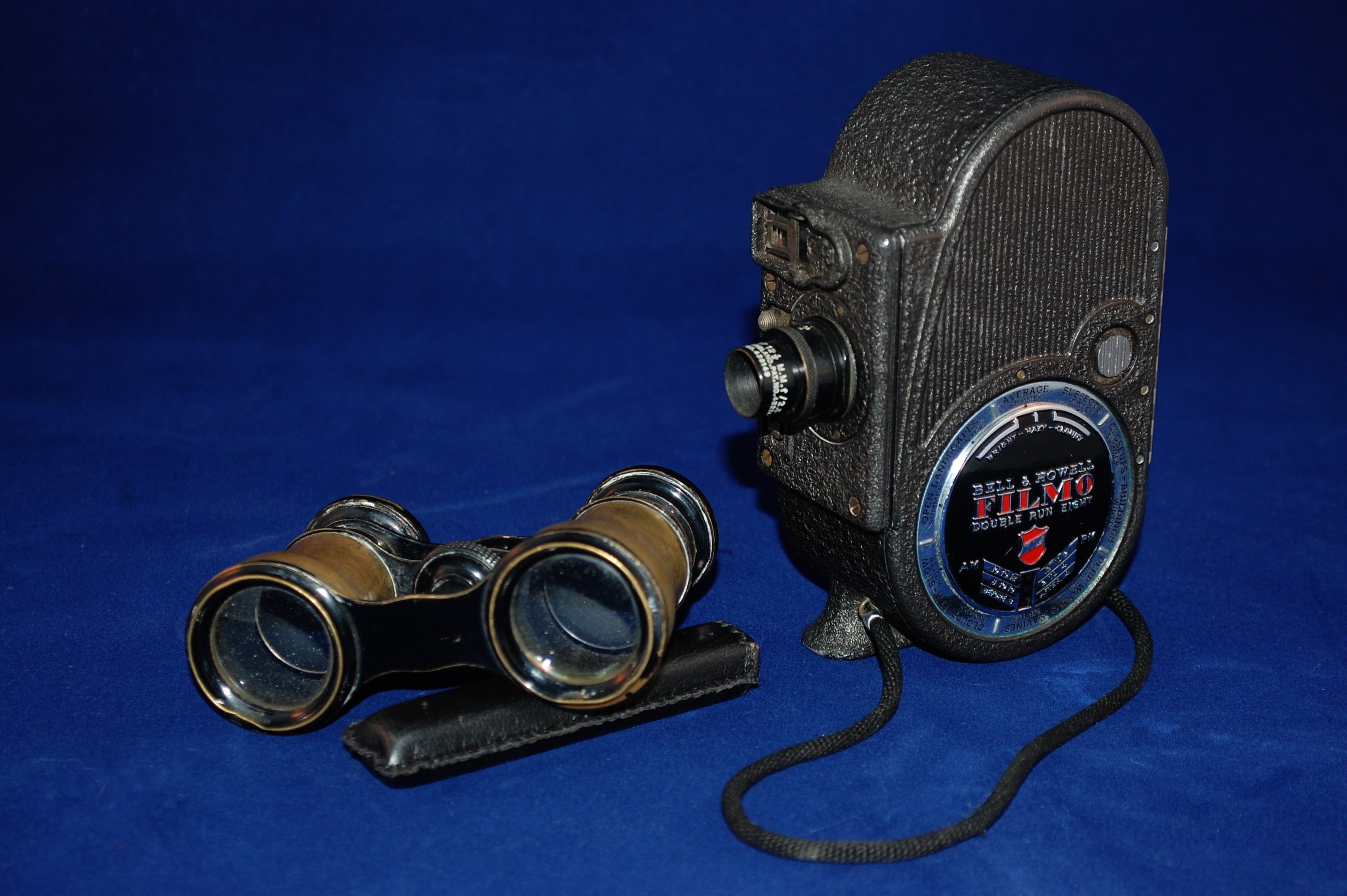 brown and black vintage binoculars