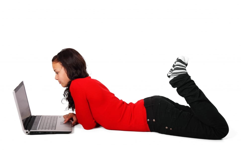 Woman Wearing Red Long-sleeved Shirt and Jeans Pants · Free Stock Photo