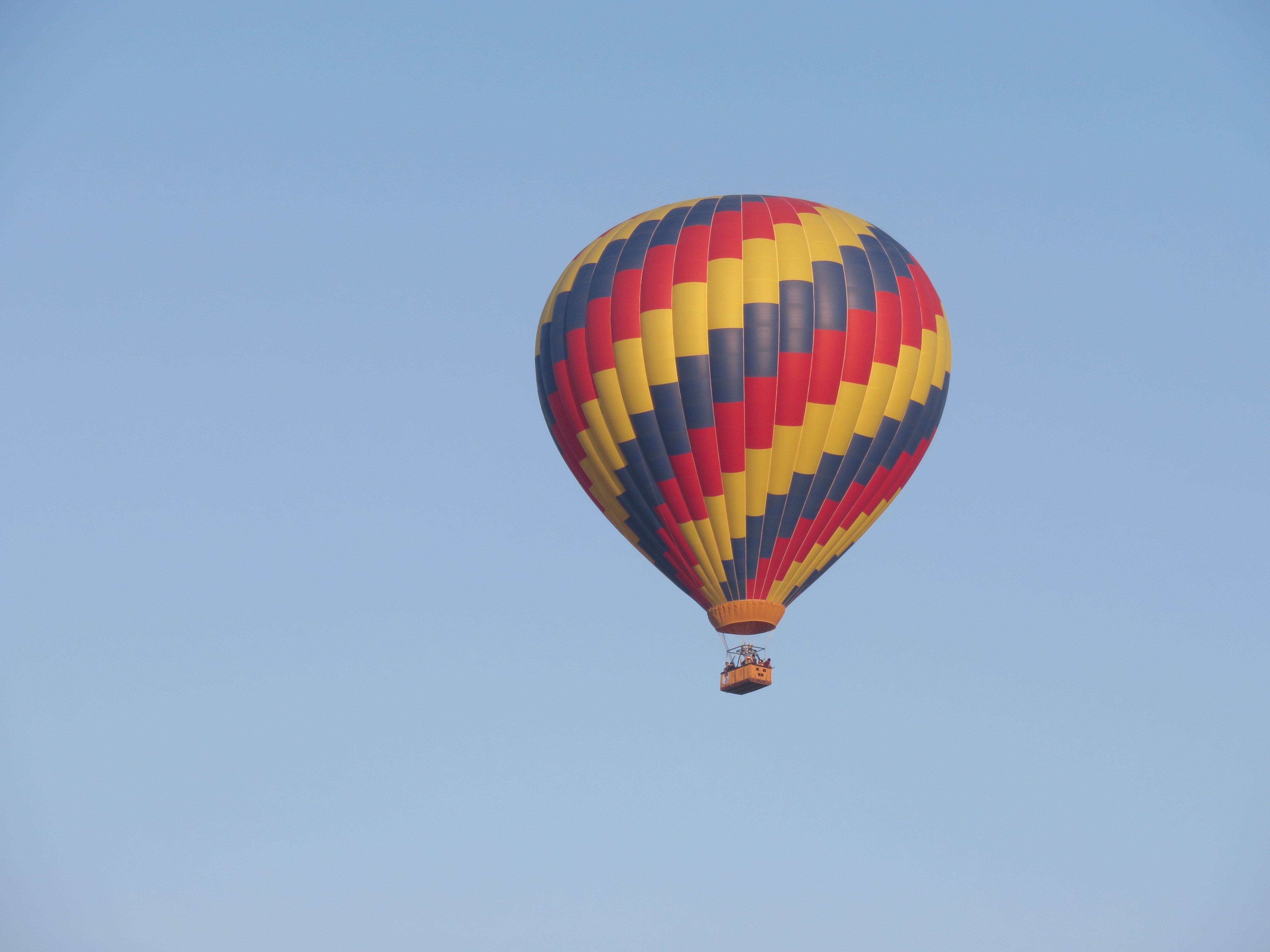 yellow blue and red hot air balloon