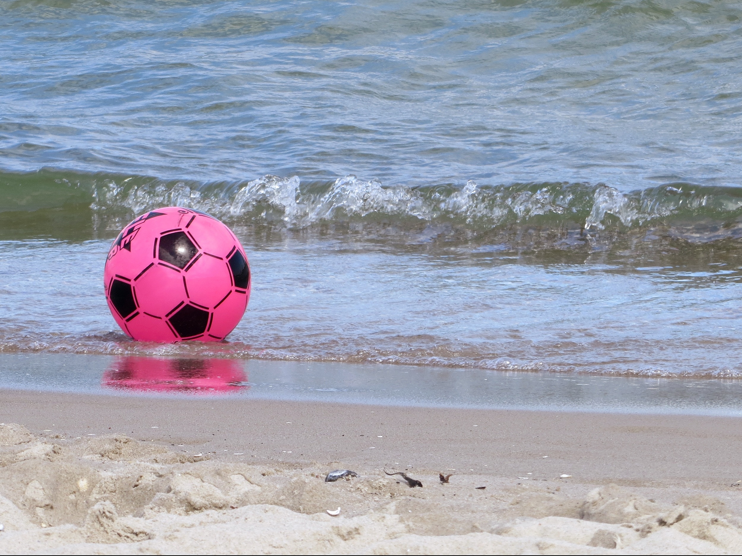 black and pink soccer ball