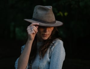 women's gray cowboy hat thumbnail