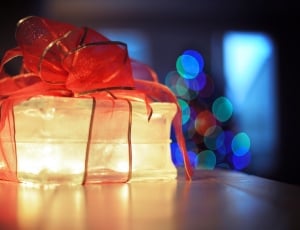beige and red glass present lighted decor thumbnail