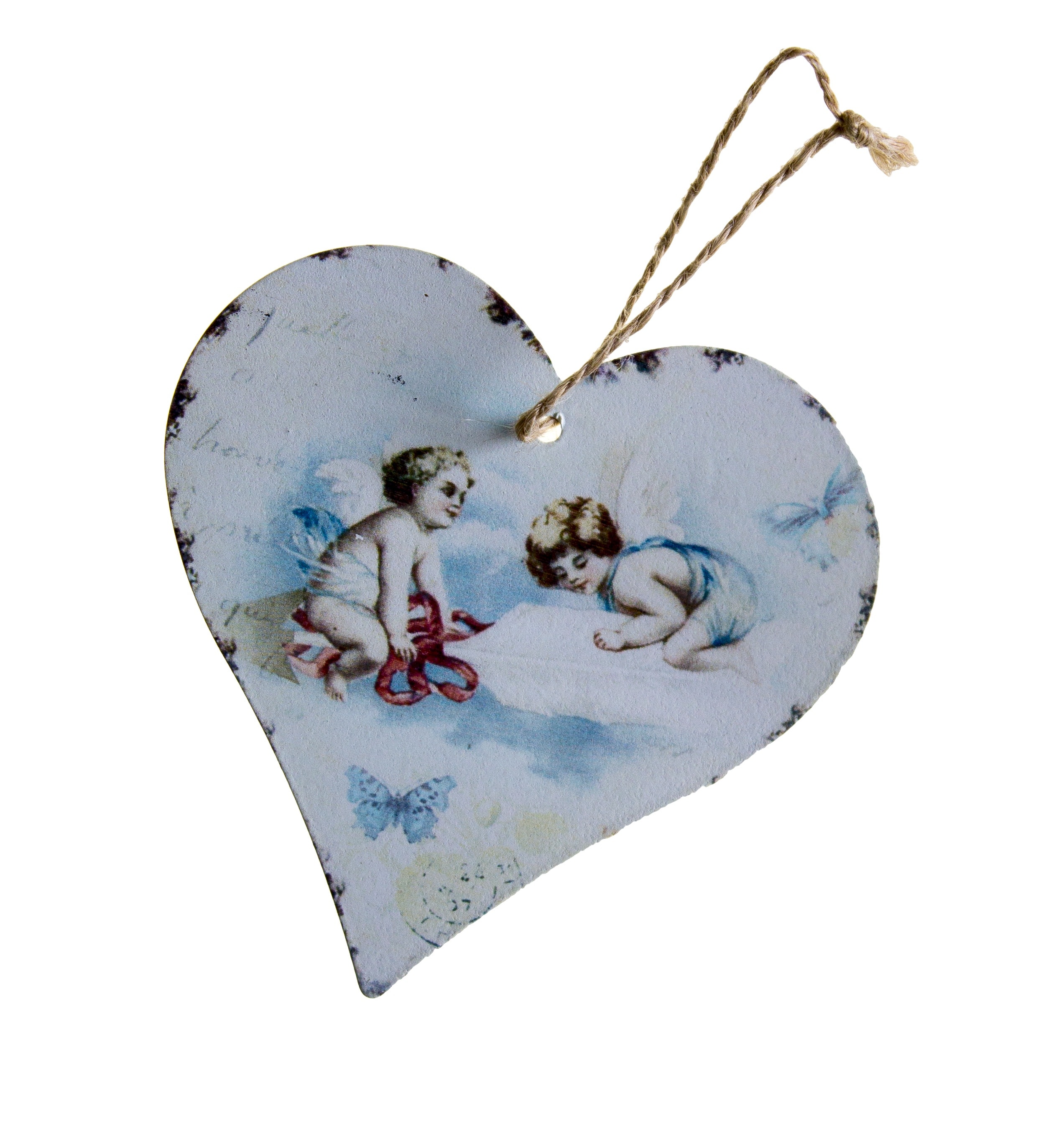 grey 2 cherub heart ornament