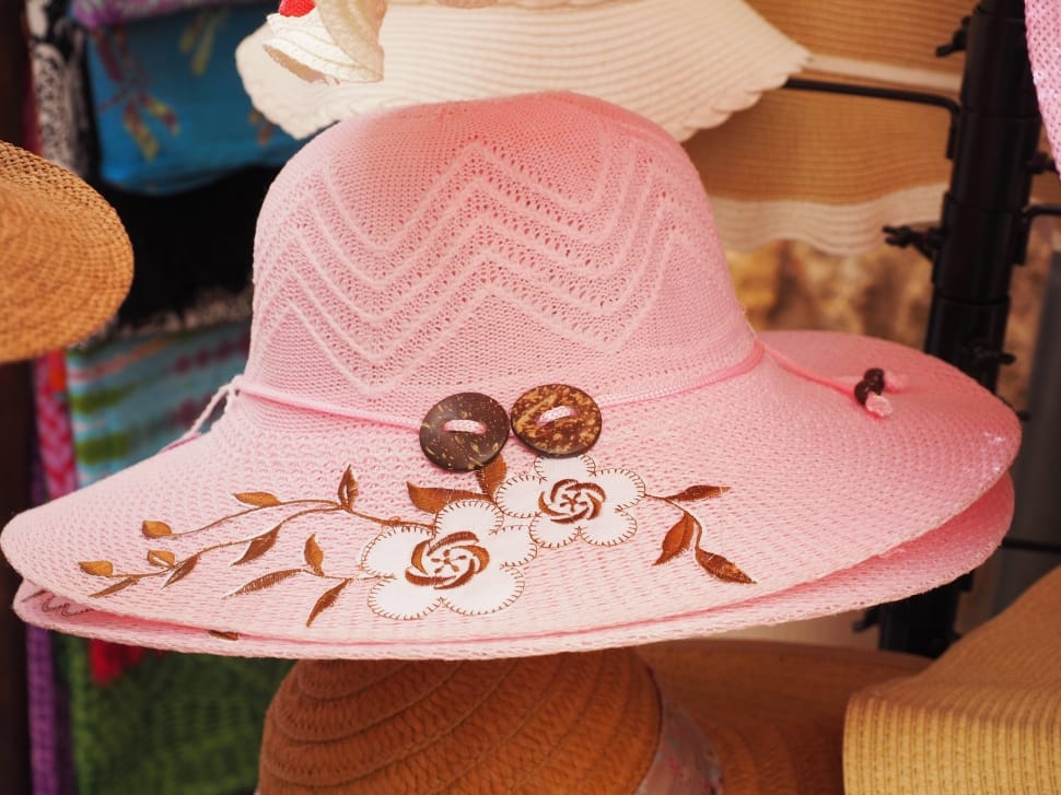 pink and brown floral sun hat preview