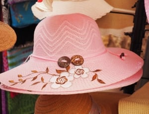 pink and brown floral sun hat thumbnail