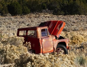 Abandoned red truck thumbnail