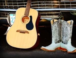 Guitar, Cowboy Boots, Cadillac, music, musical instrument thumbnail