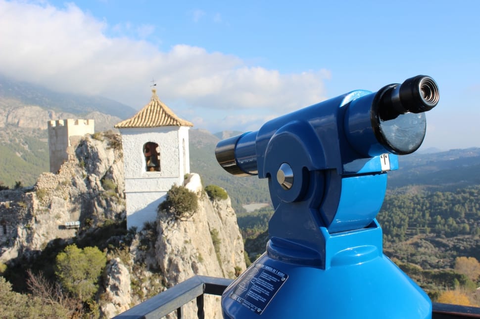blue celestron telescope and great wall of china preview