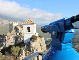 blue celestron telescope and great wall of china thumbnail