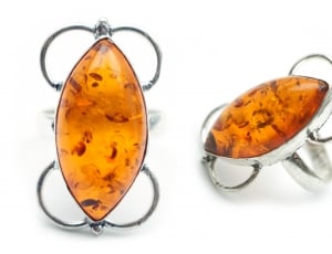 orange cabochon oval silver rings thumbnail