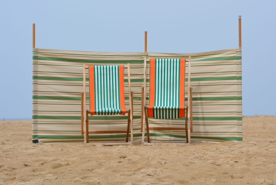 2 green and orange deck chairs preview