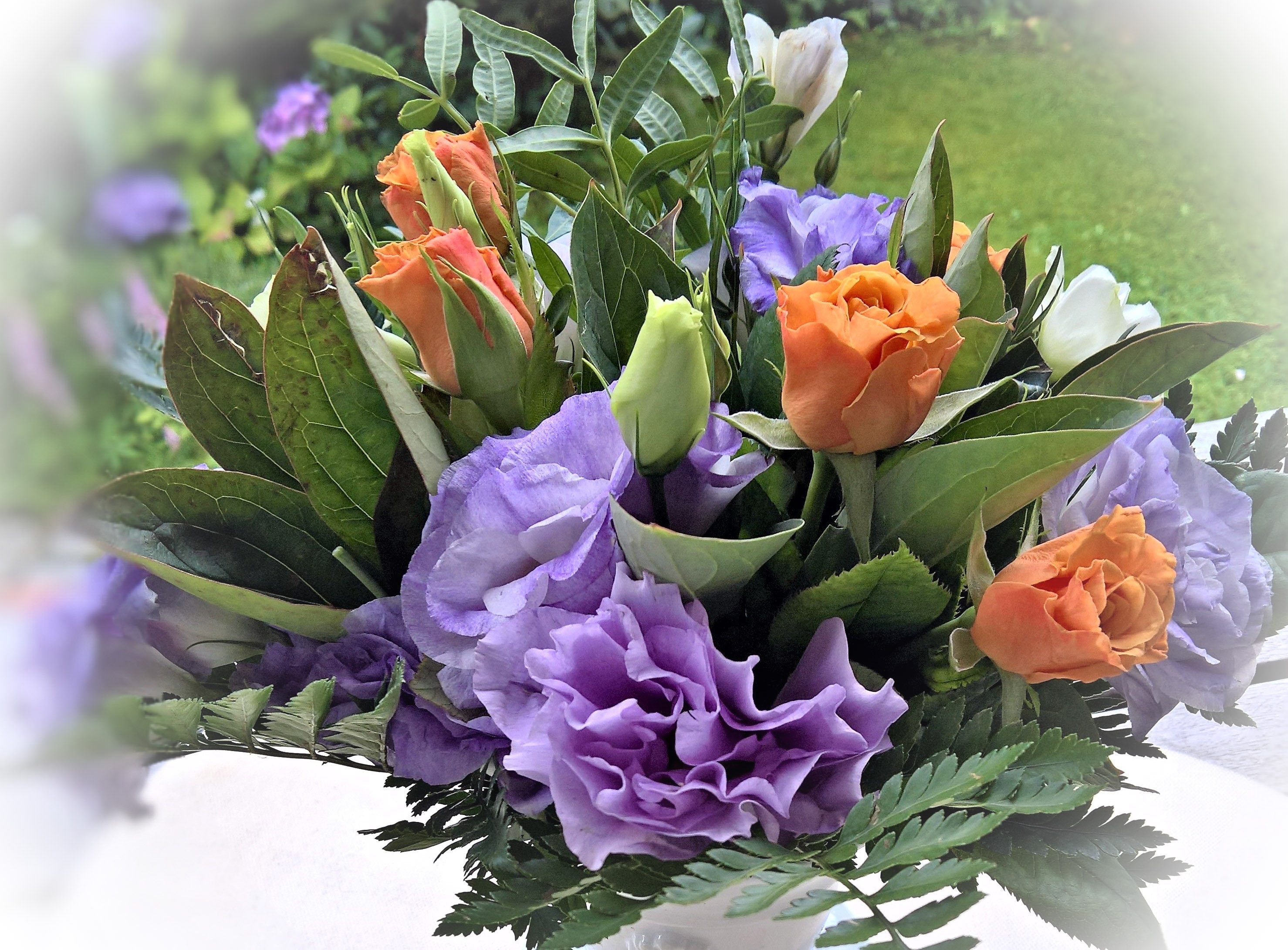 orange and purple bouquet