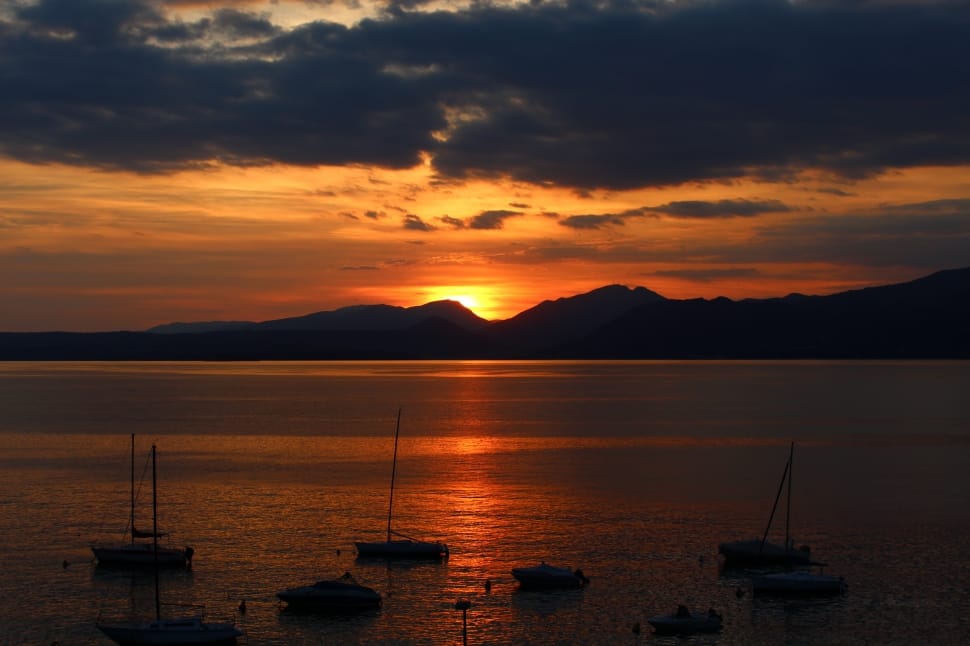 Garda, Mountains, Sailing Boats, Sunset, sunset, water preview
