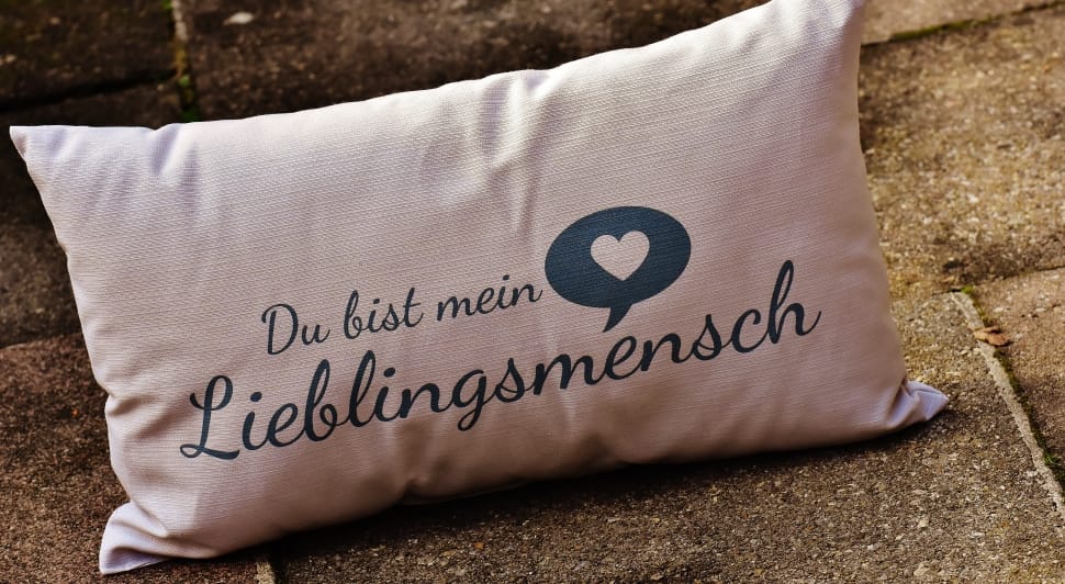 white and black du bist mein rectangular pillow preview