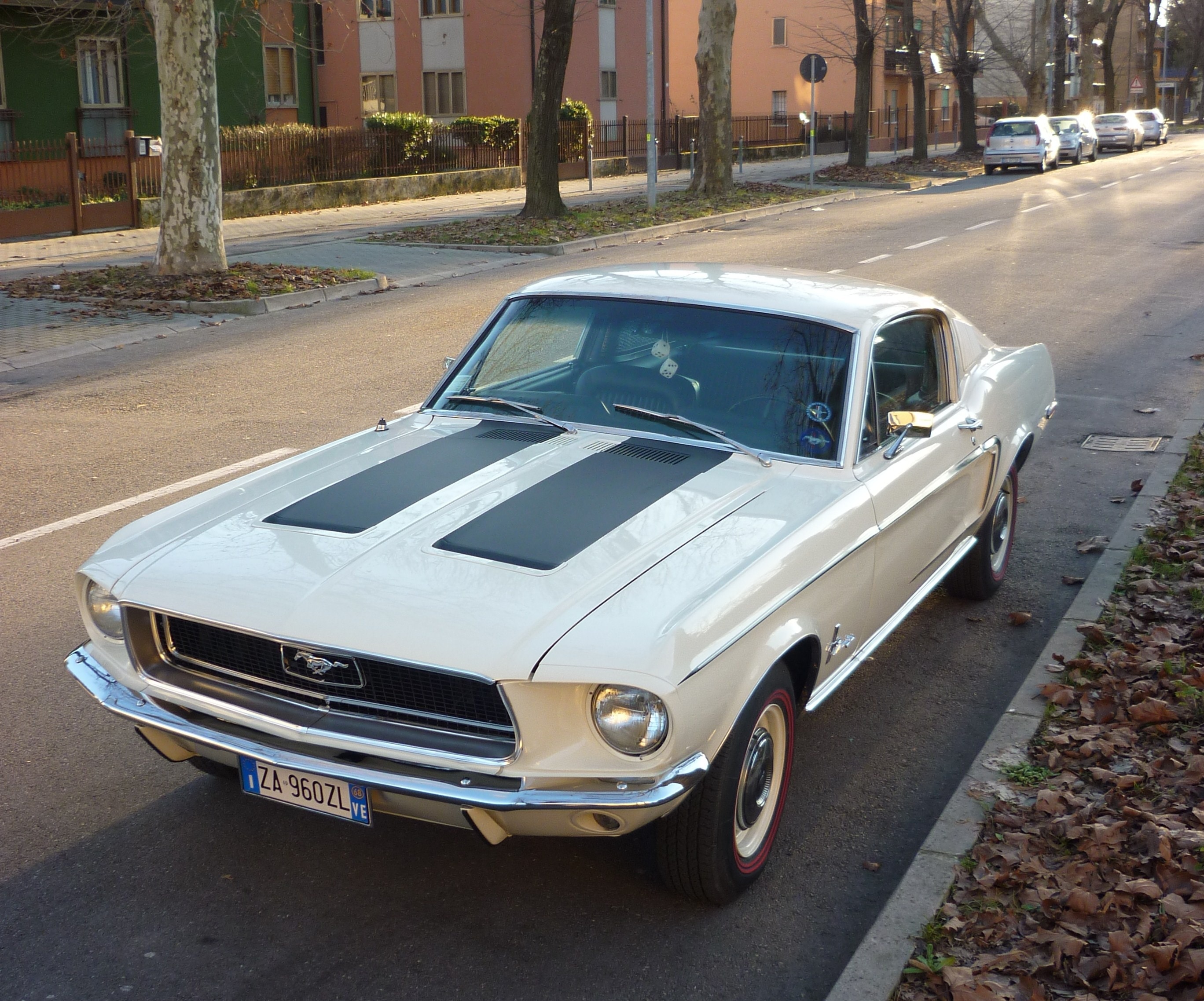 white ford mustang fastback