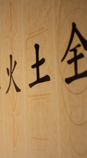 kanji script printed on beige textile thumbnail
