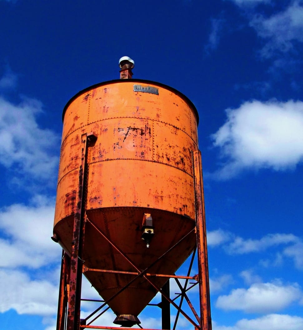 Water Tower, Orange, Tower, Industry, sky, blue preview