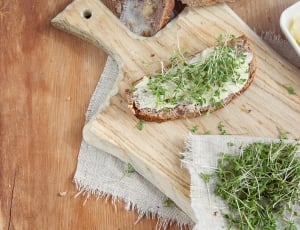 Green, Food, Bread, Cress, wood - material, cutting board thumbnail