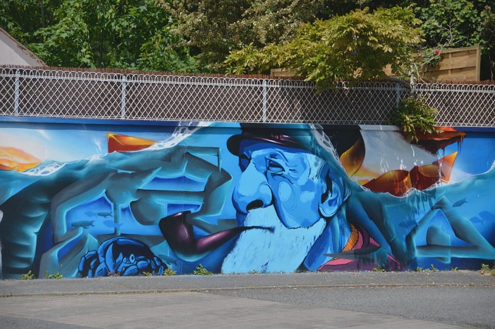 Mural, City, Wall, Set Designer, blue, full length preview