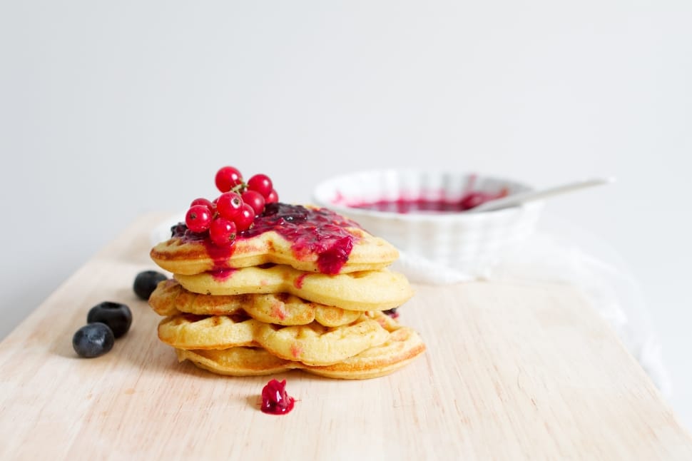 waffles with cherry syrup preview