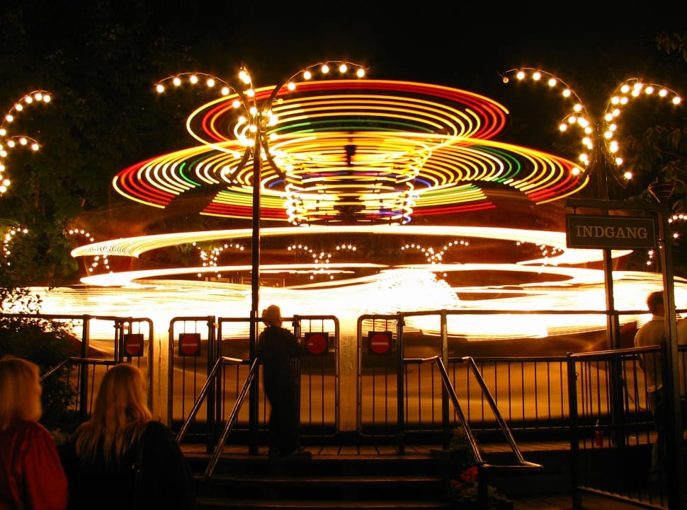 time lapse photo of carousel during night time preview