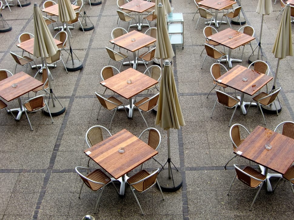 Gastronomy, Dining Tables, Beer Garden, chair, high angle view preview