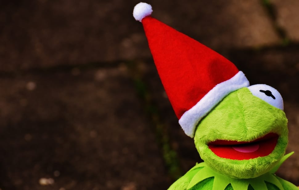 frog wearing santa hat plush toy preview