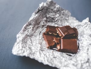 Chocolate pieces on aluminum wrapping thumbnail