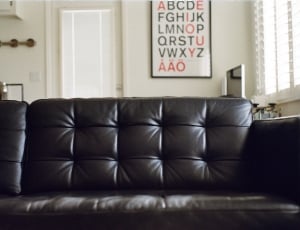 black leather 3 seater couch thumbnail