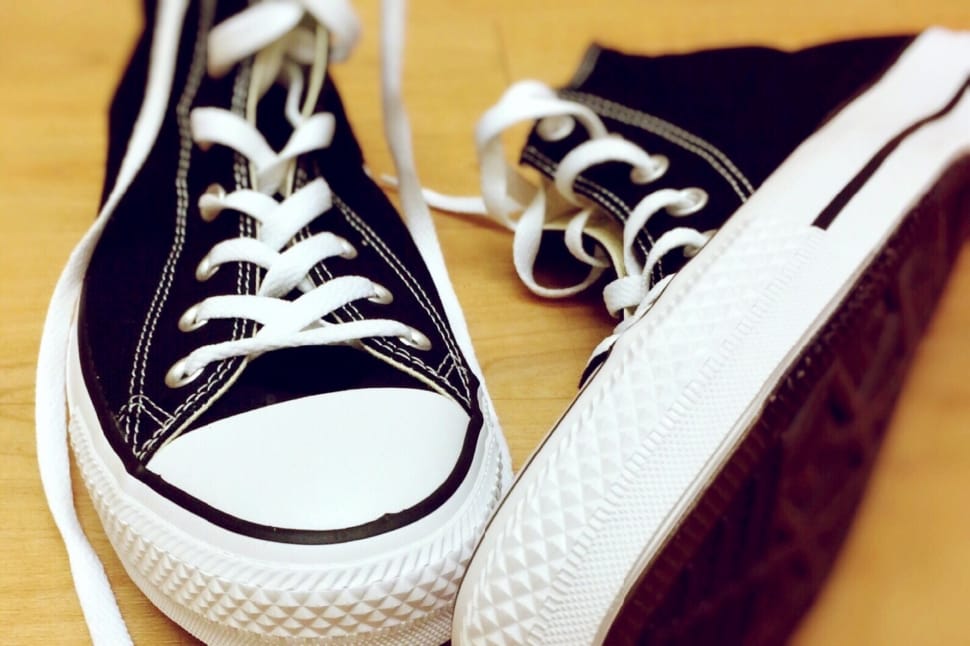 black lace up high top sneakers preview