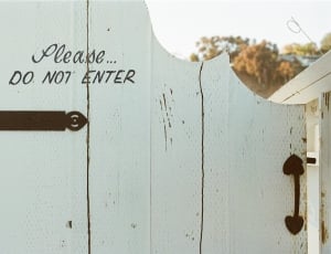 white wooden gate with please do not enter text thumbnail