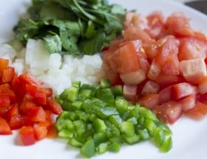 slice vegetables on white plate thumbnail