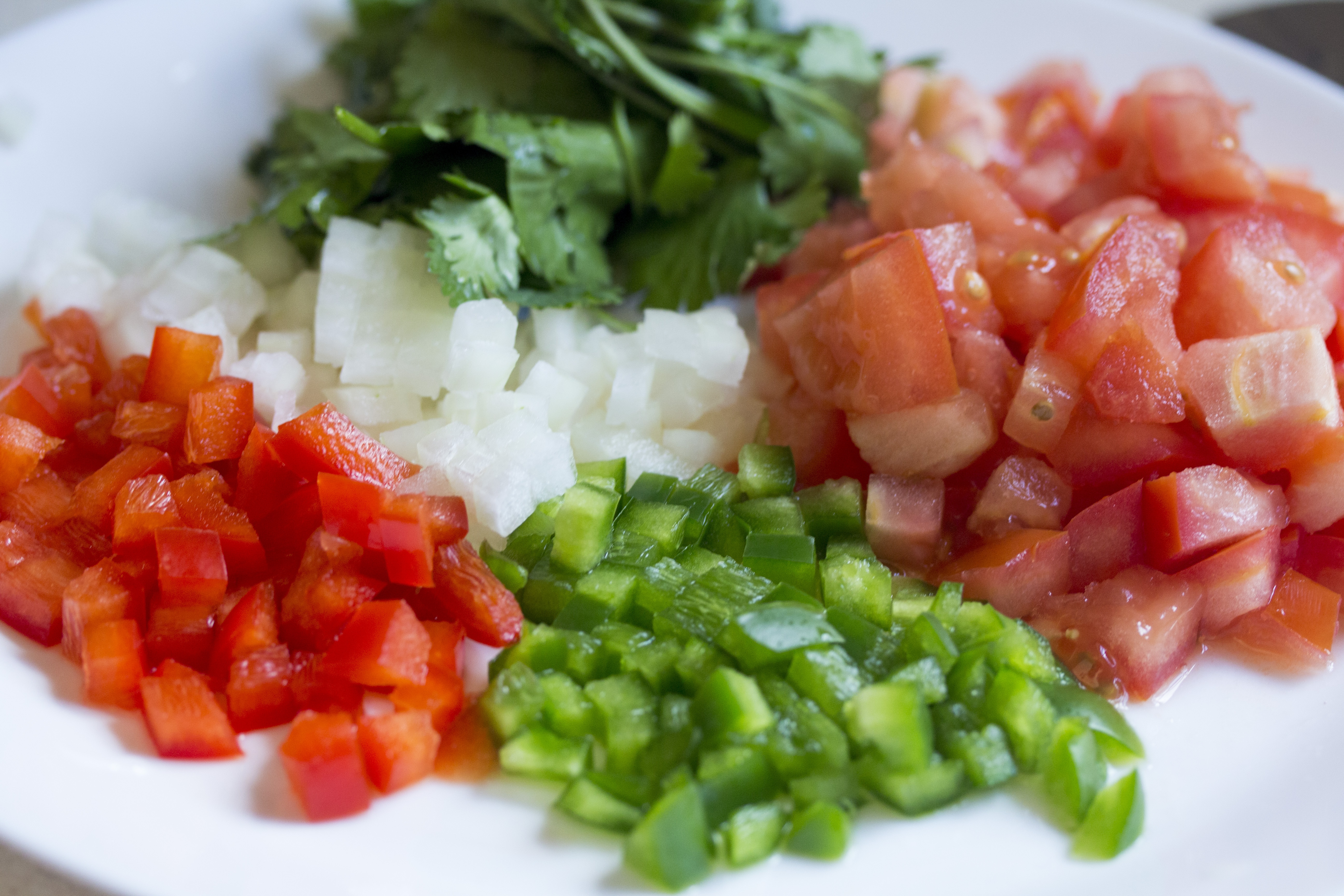 slice vegetables on white plate