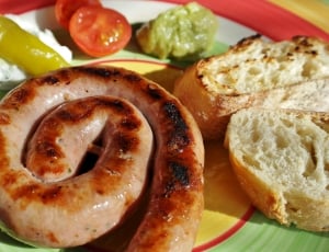 sausage, bread and sliced vegetables thumbnail