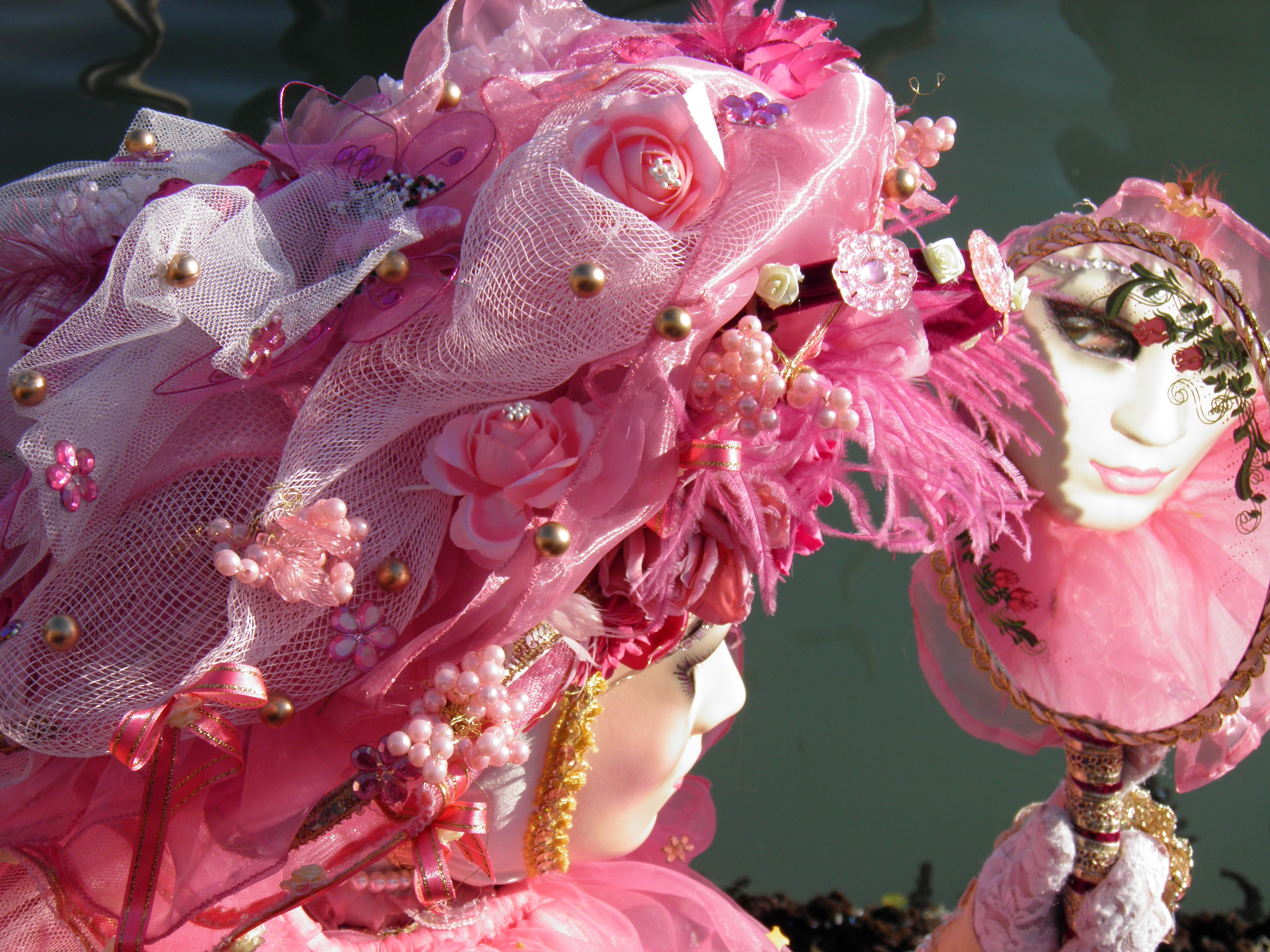 pink floral headdress