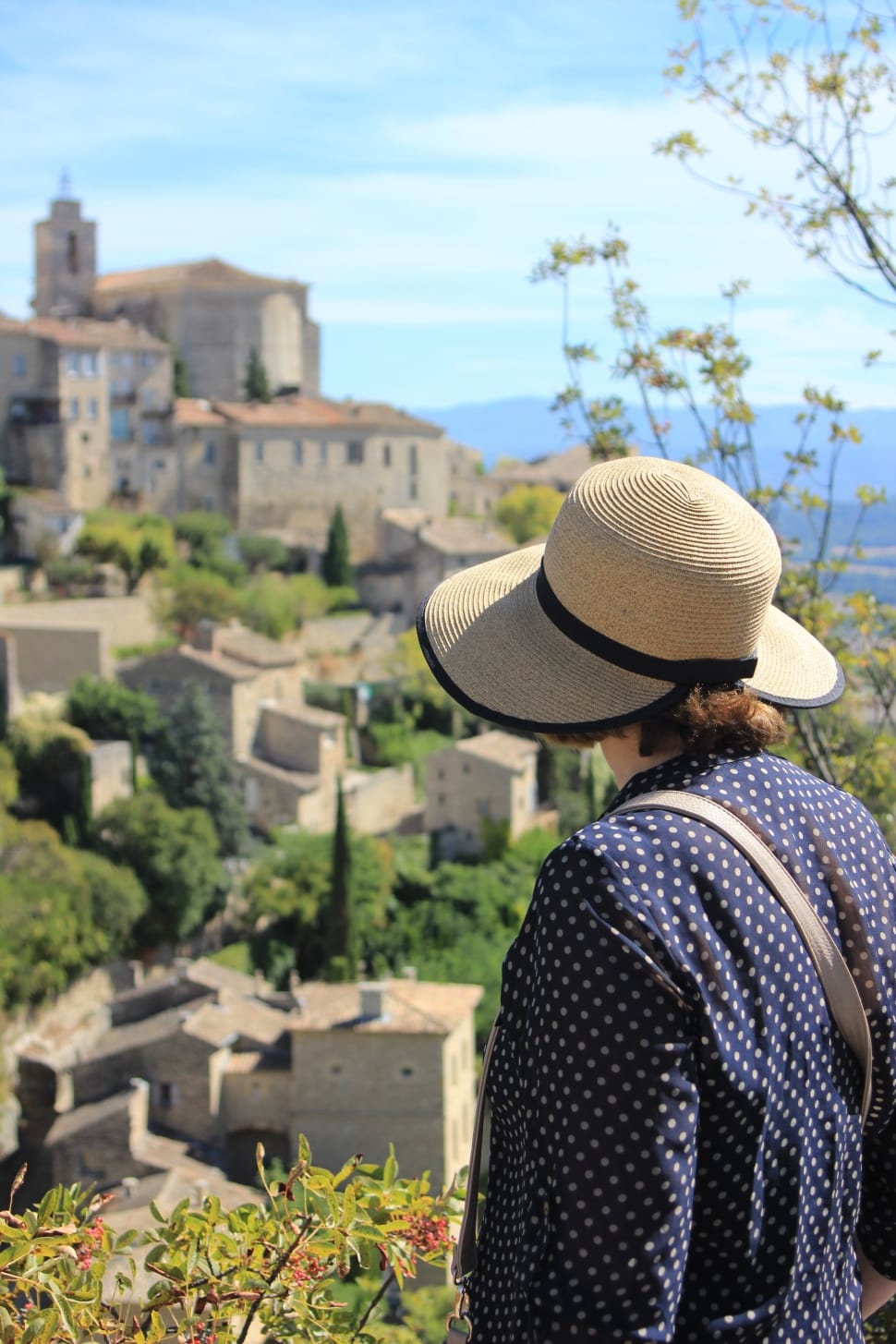 France, Provence, Tourist, Woman, Gordes, rear view, hat preview