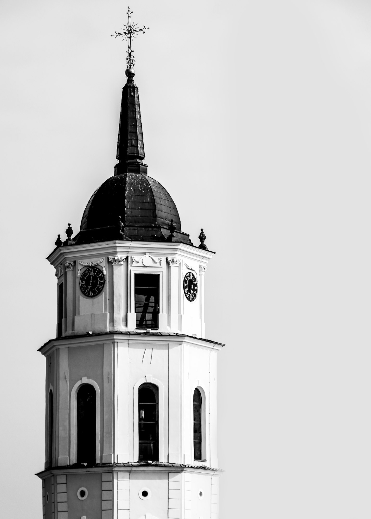 greyscale image of cathedral tower