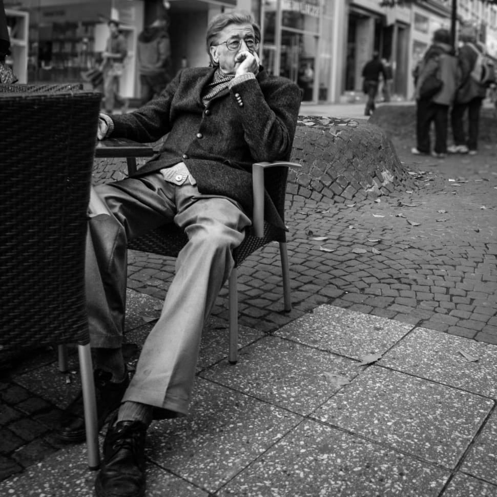 Terrace, Frankfurt, Street, Man, real people, one person preview