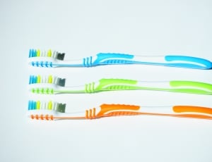 Tooth Brushes, Hygiene, Clean, white background, multi colored thumbnail