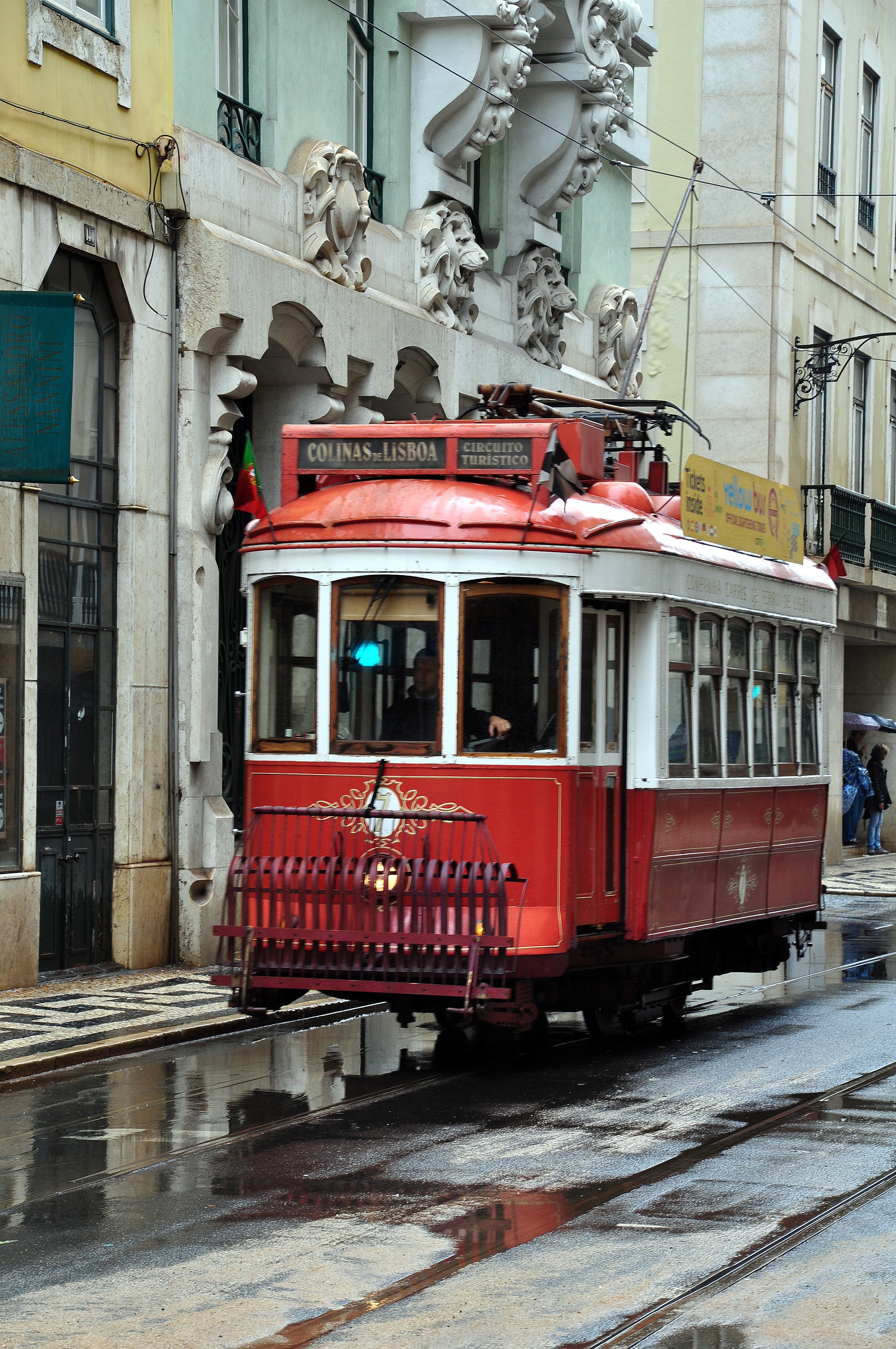 white red cable car