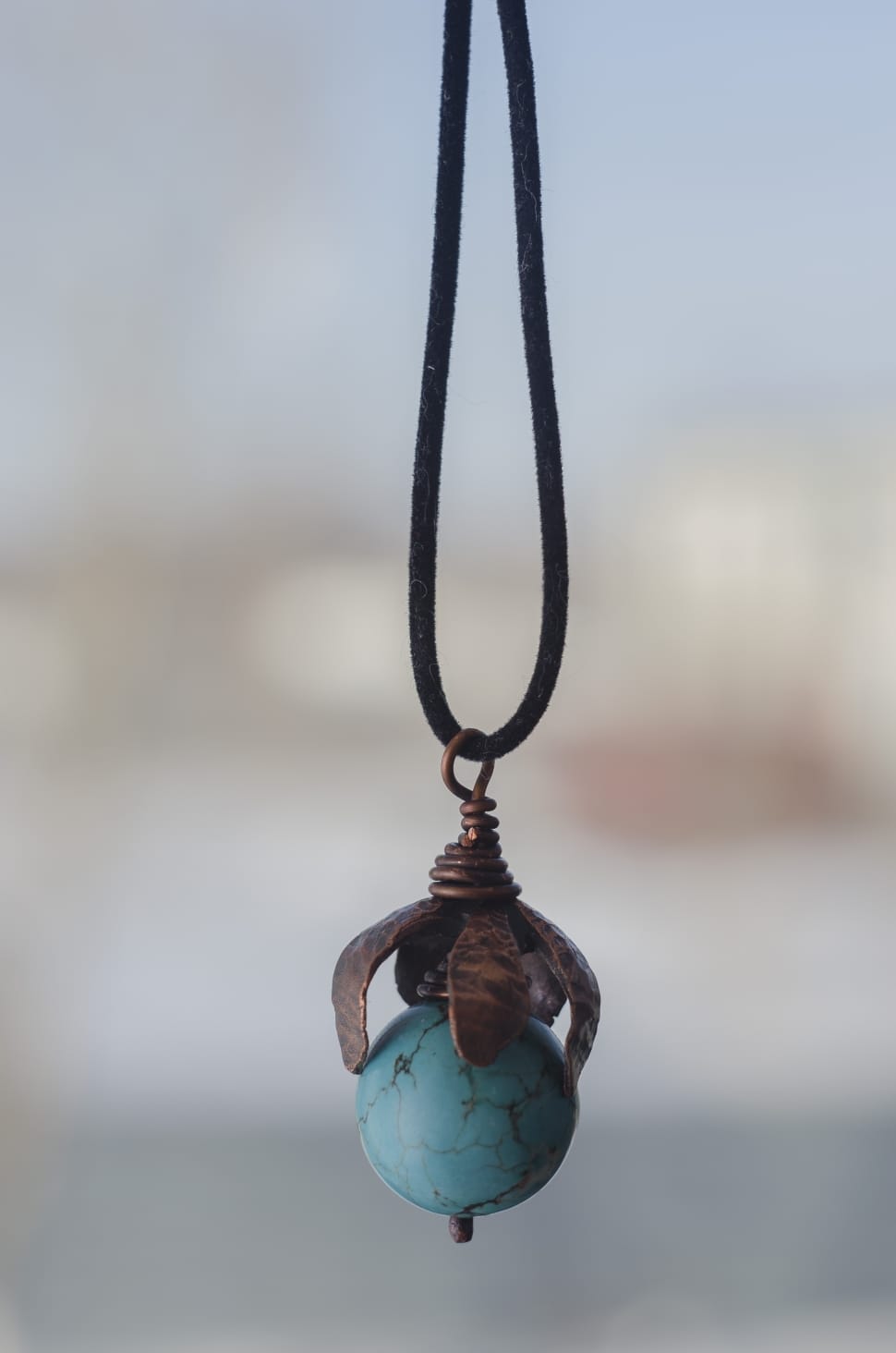 black and teal round pendant necklace preview